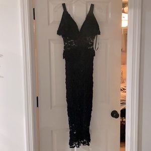 Black lace midi dress